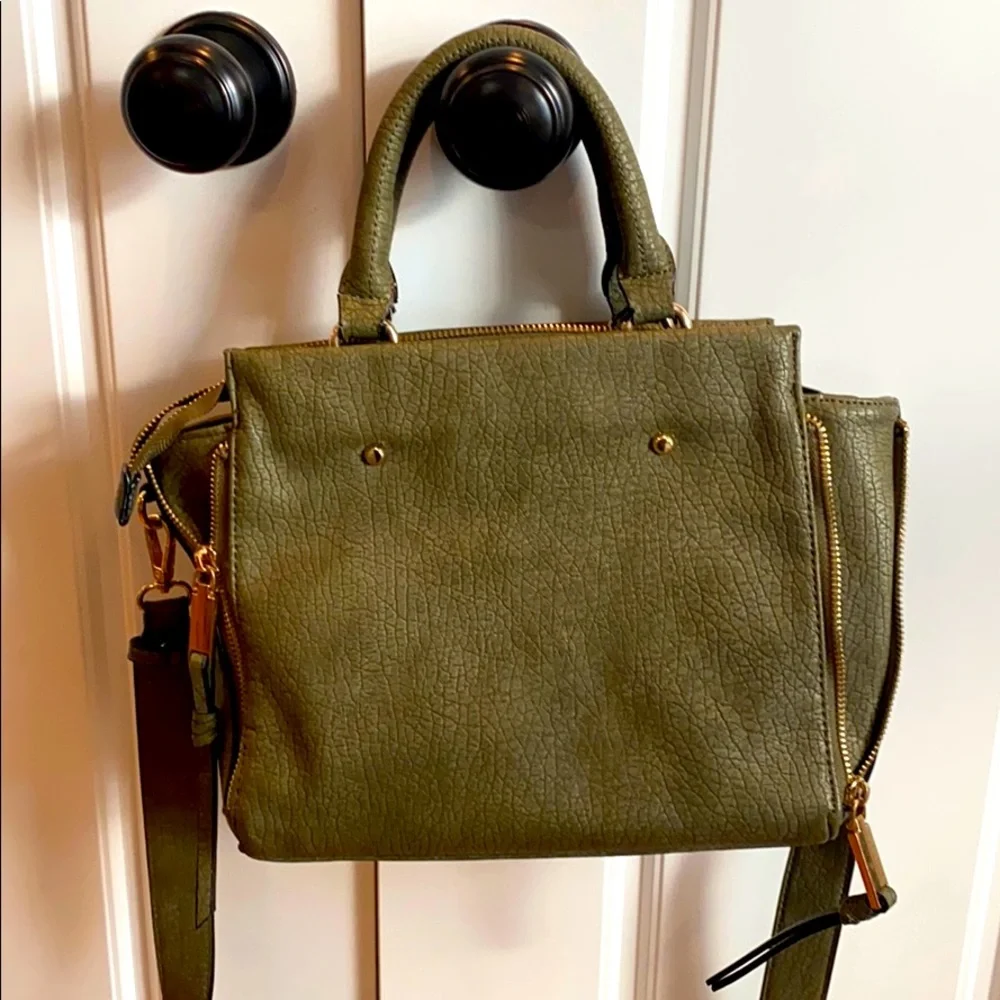 Free People Olive Green Structured Satchel Bag